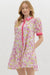 Pink Floral Dress with Contrasting Trim Entro 