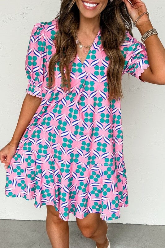 Pink Floral Geo Dress Shewin 
