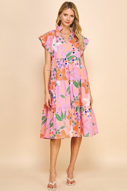 Pink Floral Tunic Midi - Ships Early March Pinch 