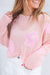 Pink Flower Hollowed Knit Drop Shoulder Sweater Youmi 