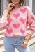 Pink on Pink Textured Heart Sweater Kentce 