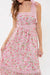 Pink Rose Floral Midi with Lace Tie Shoulders Blu Pepper 