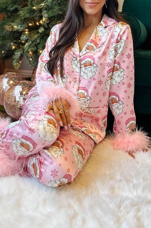 Pink Santa Satin PJs de vave 