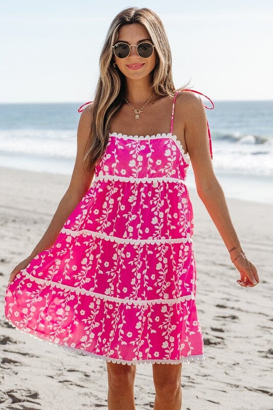 Pink Tiered Beach Dress Shiying 