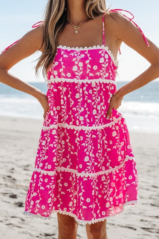 Pink Tiered Beach Dress Shiying 