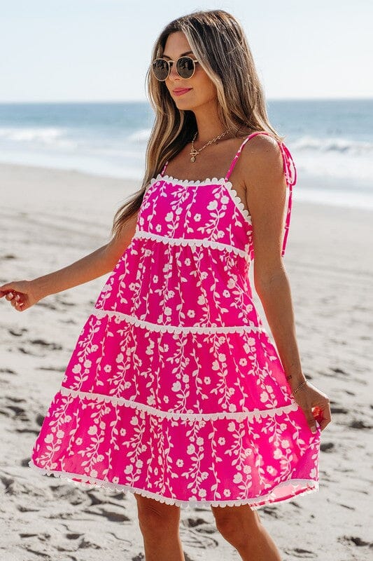 Pink Tiered Beach Dress Shiying 