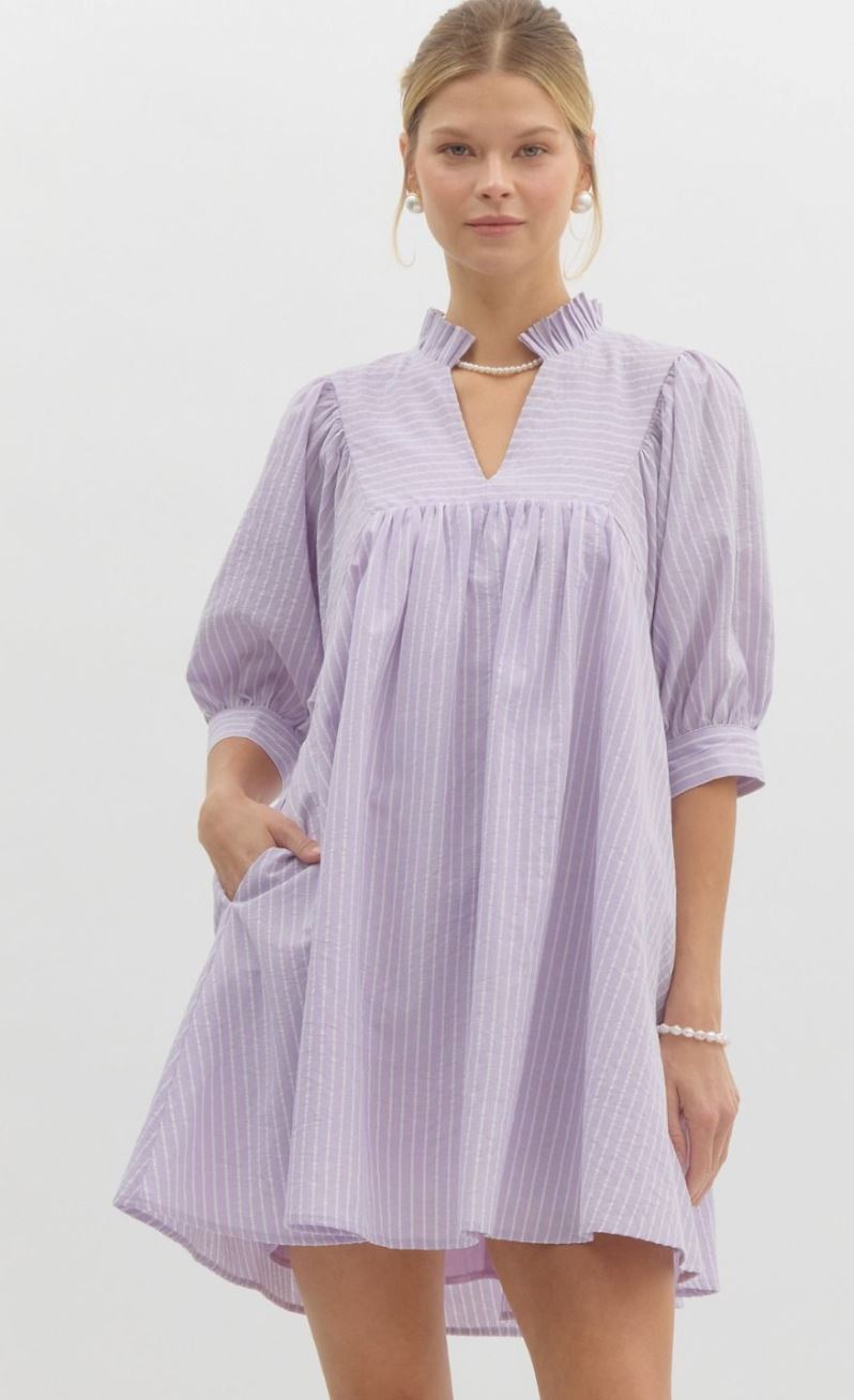 Pinstripe V Neck Dress entro 