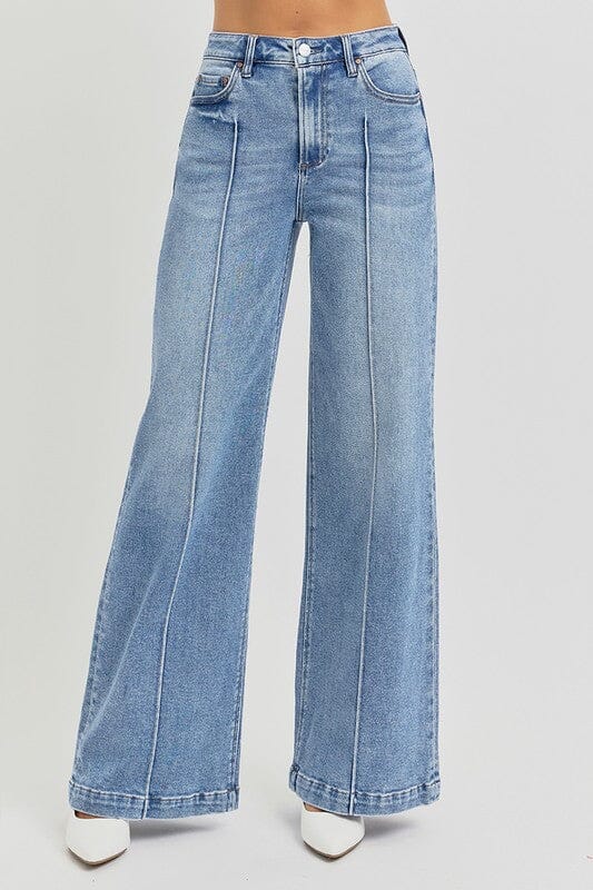 Pintuck Detail Wide Leg Trouser Jeans risen jeans 