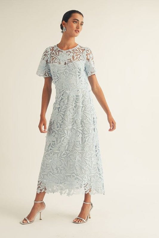 Powder Blue Peak-a-Boo Lace Dress just me 