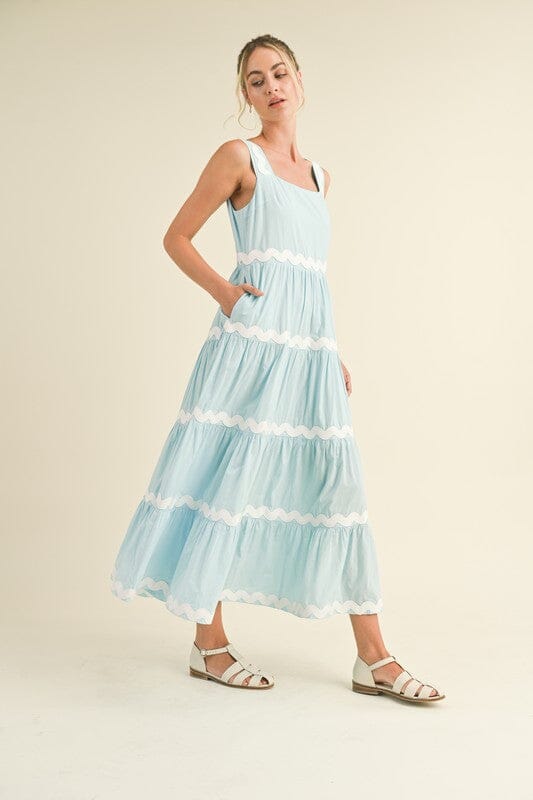 Powder Blue Tiered Ric Rac Maxi &merci 