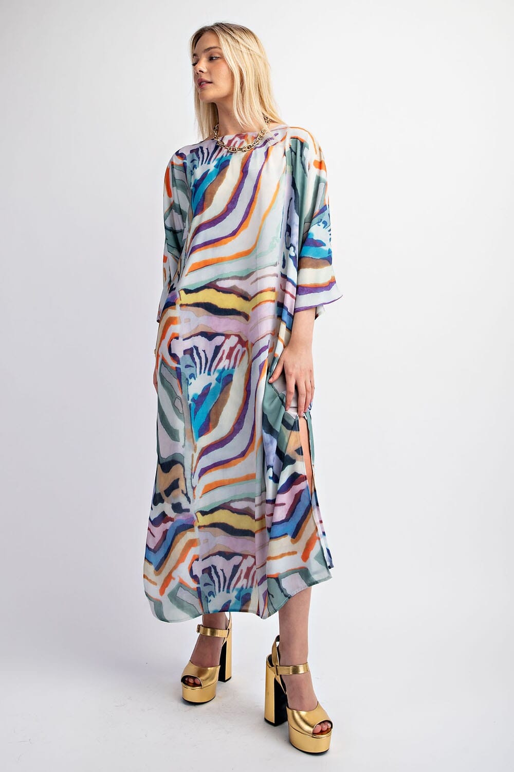 Pull Over Boat Neck Printed Maxi Dress Gigio 