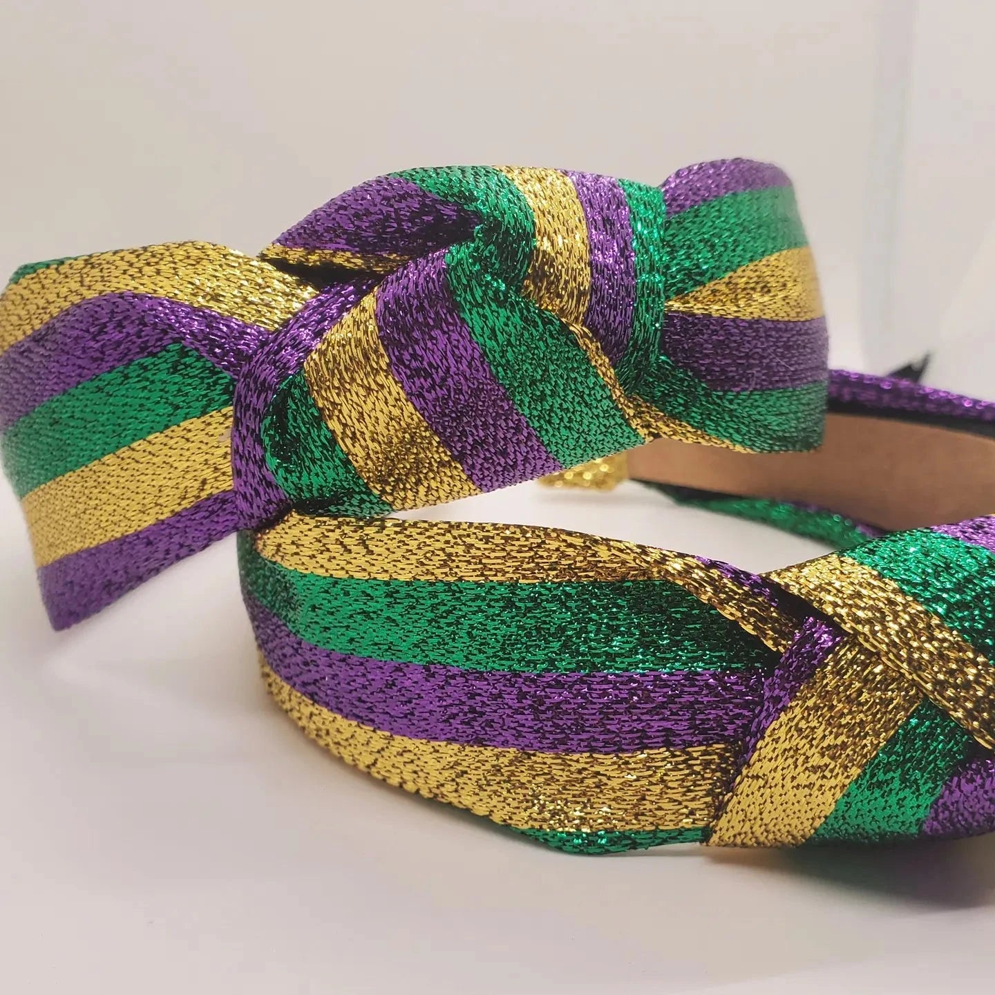 Purple, Green and Gold Metallic Top Knot Headband Maggie G 