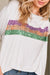 Purple, Green and Gold Sequin Striped Colorblock Shewin 