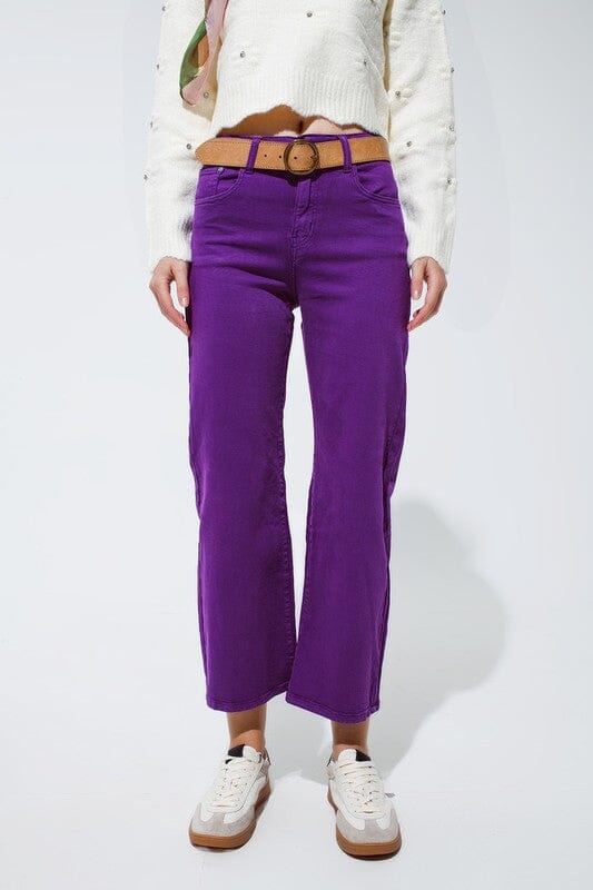 Purple Wide Leg Cropped Jeans Q2 