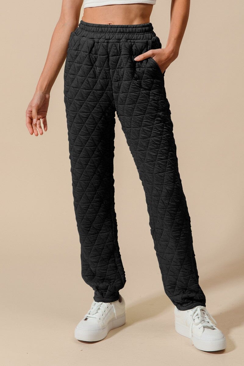 QUILTED STRAIGHT JOGGER PANTS So Me 