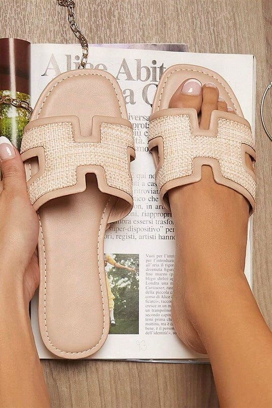 Raffia Nude H Sandals Shewin 
