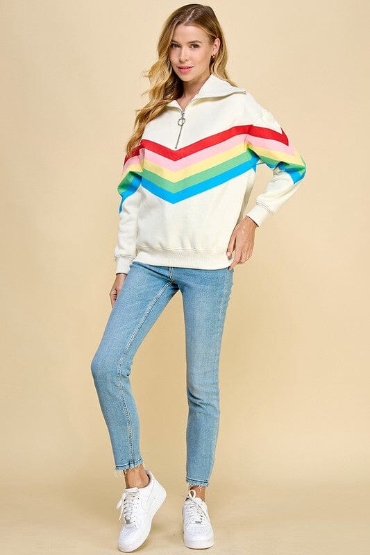 Rainbow Striped Quarter Zip TCEC 