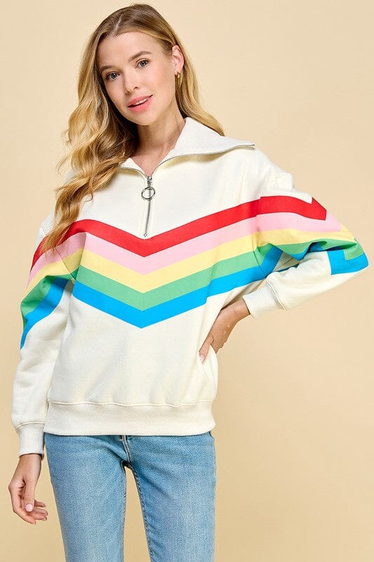 Rainbow Striped Quarter Zip TCEC 