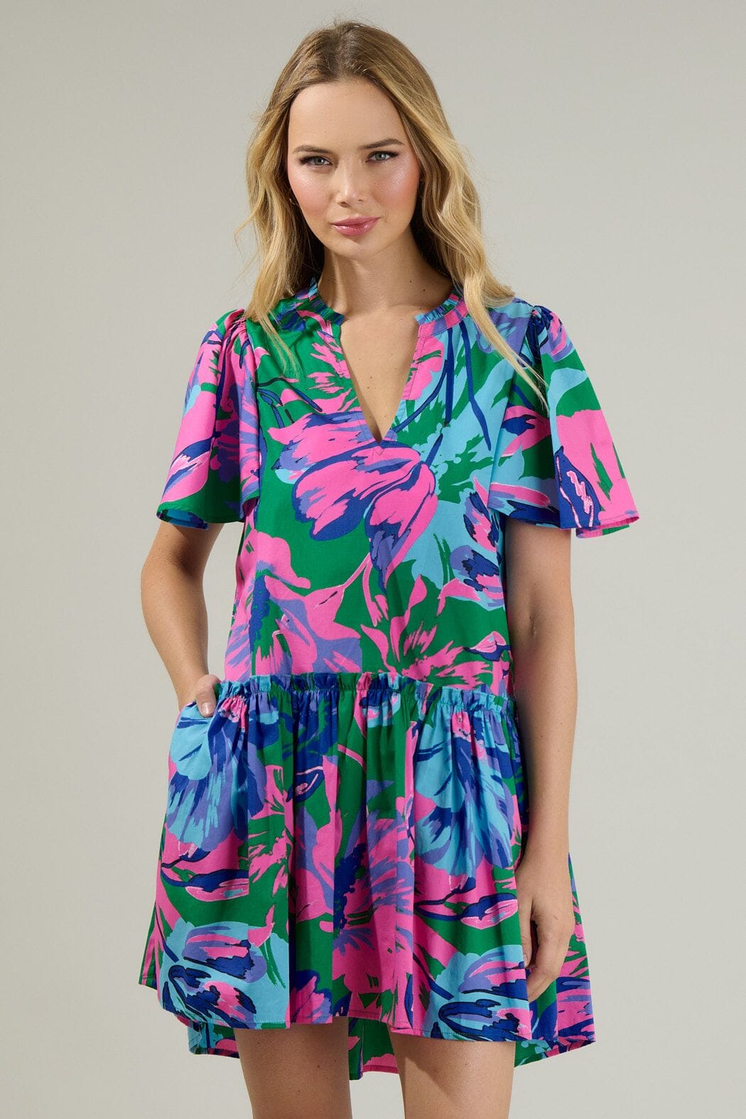 Raylee Floral Rock Trapeze Dress Sugarlips 