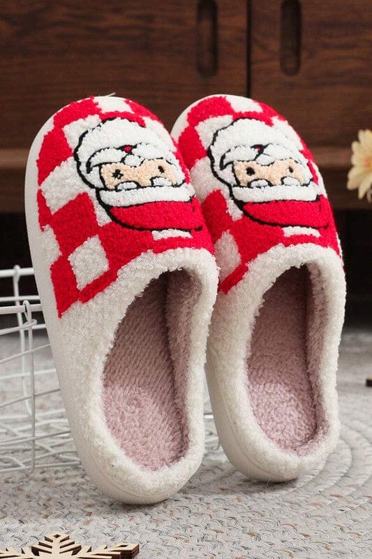 Red Check Santa Slippers Shewin 