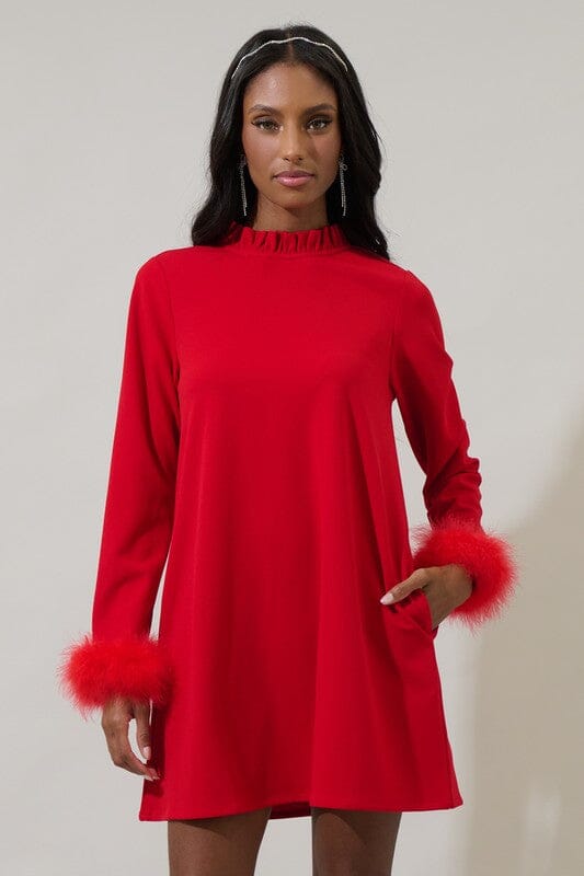 Red Feather Swing Dress Sugarlips 