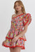 Red Floral Print One-Shoulder Dress with Ric Rac entro 