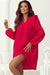 Red Ruffled Trim V Neck Dress Youmi 