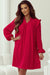 Red Ruffled Trim V Neck Dress Youmi 