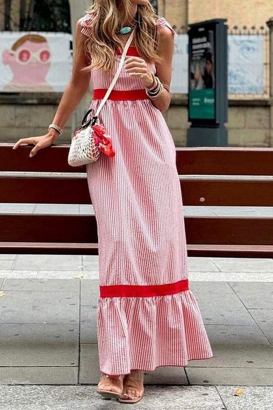 Red Striped Maxi Dress lily clothing 
