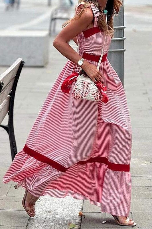 Red Striped Maxi Dress lily clothing 
