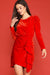 Red Velvet Cascading Ruffle Dress skies are blue 