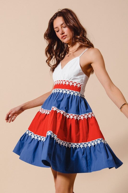 Red, White and Blue Tiered Dress So Me 
