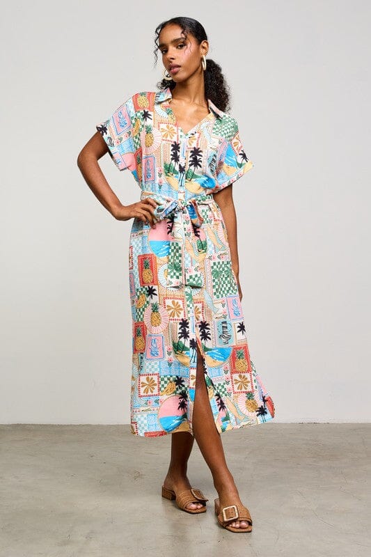 Resort Print Collared Midi skies are blue 