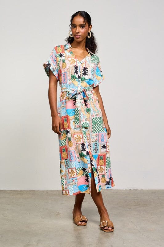 Resort Print Collared Midi skies are blue 