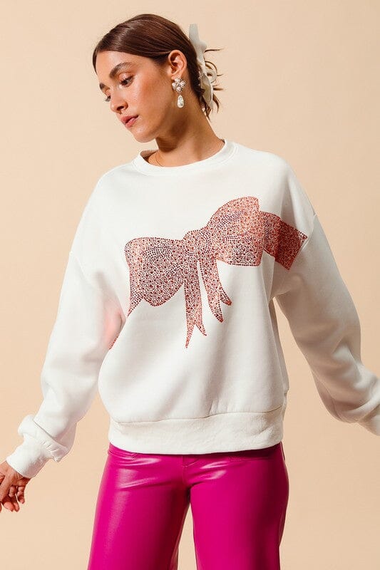 Rhinestone Ribbon Sweatshirt So Me 