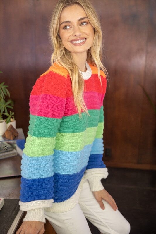 Ribbed Rainbow Striped Sweater Voy 