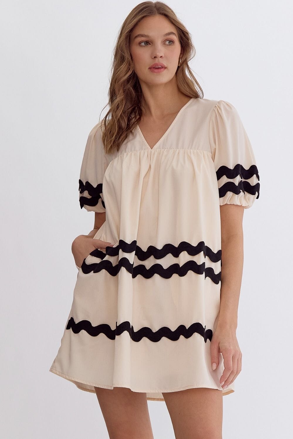 Ric Rac Puff Sleeve Dress entro 