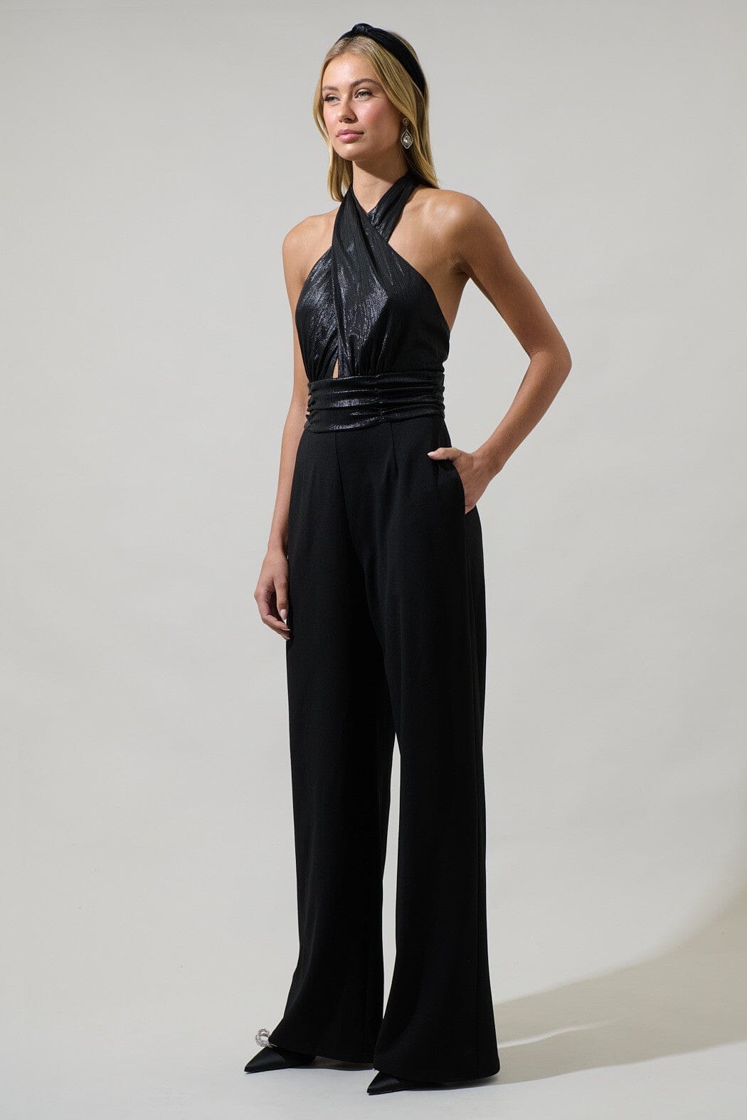 Rosaline Metallic Halter Neck Jumpsuit Sugarlips 