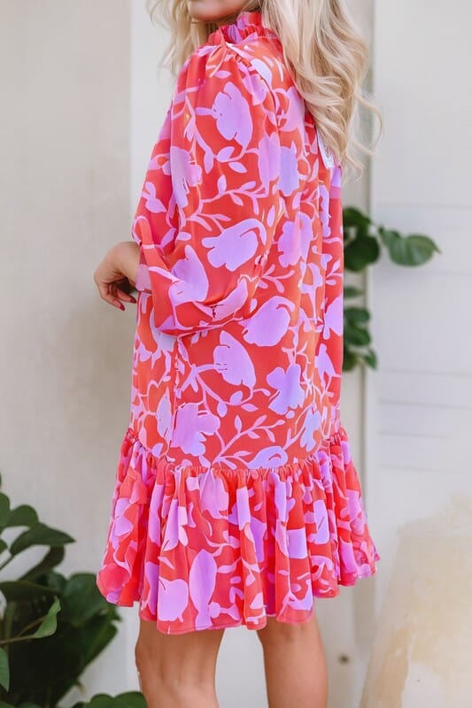Rose Floral Ruffle Hem Dress Kentce 