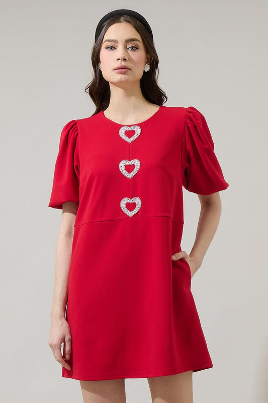 Ruby Triple Heart Shift Dress Sugarlips 