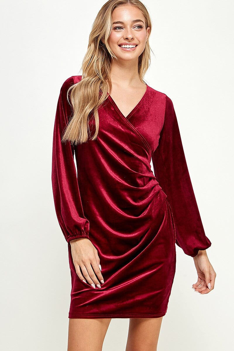 Ruched Velvet Dress LS Solution 