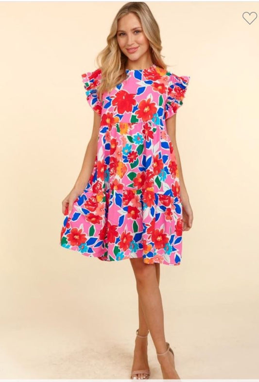 Ruffle Sleeve Floral Dress Haptics 
