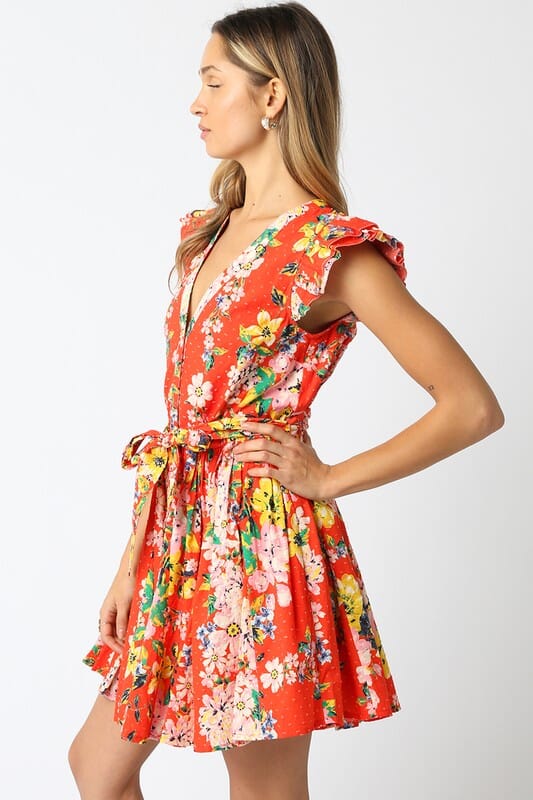 Sandra Floral Dress Olivaceous 