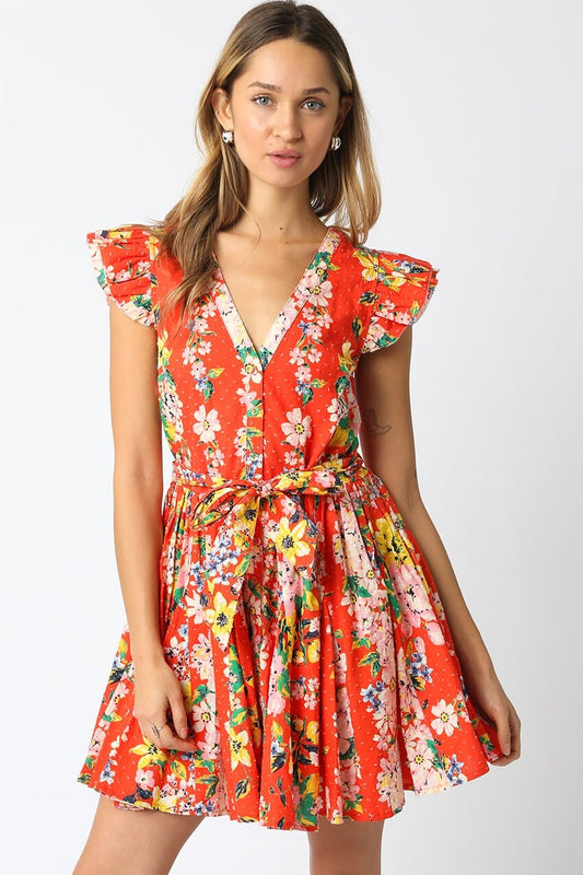 Sandra Floral Dress Olivaceous 