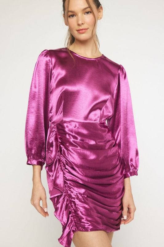 Satin Cascading Ruffle Dress - FINAL SALE Entro 