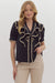 Scalloped Trim Ruffle Front Top Entro 