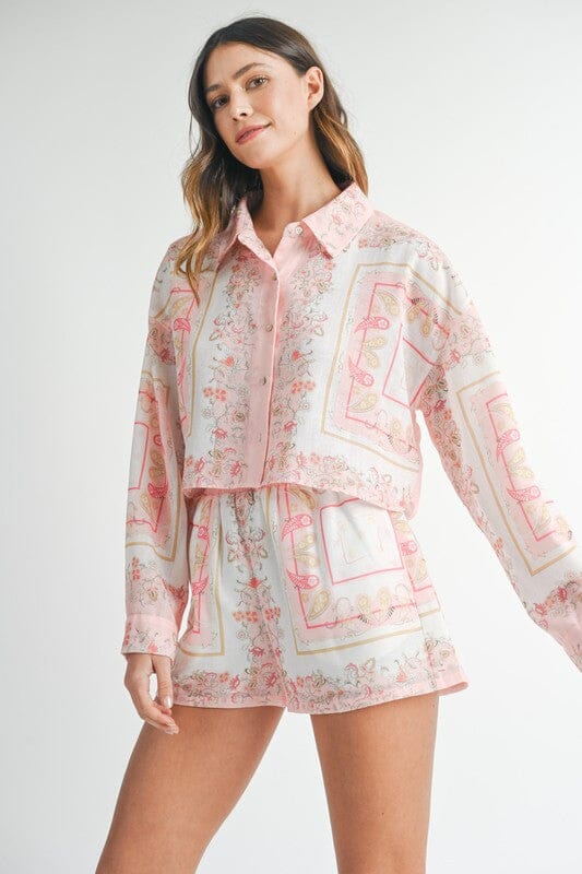 Scarf Printed Button Up Set Mable 