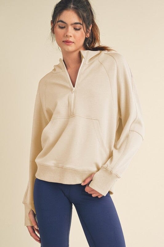 Zenana Scuba Quarter-Zip Sweatshirt