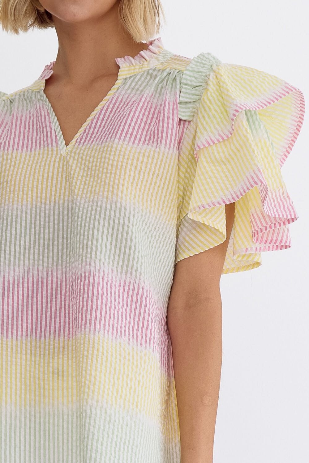 Seersucker Colorblock Top entro 