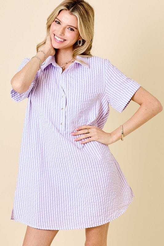 Seersucker Popover Dress day + moon small Lavender 